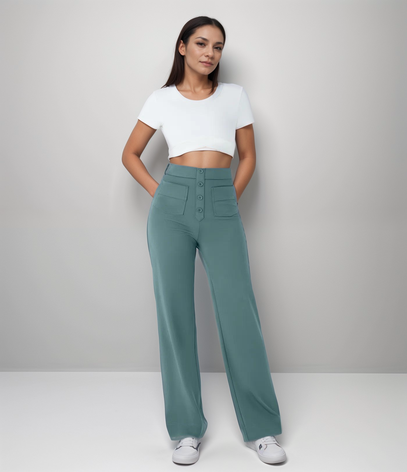 Stijlvol & Comfortabel - Elastische broek met hoge taille