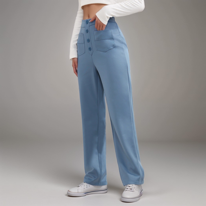 Stijlvol & Comfortabel - Elastische broek met hoge taille