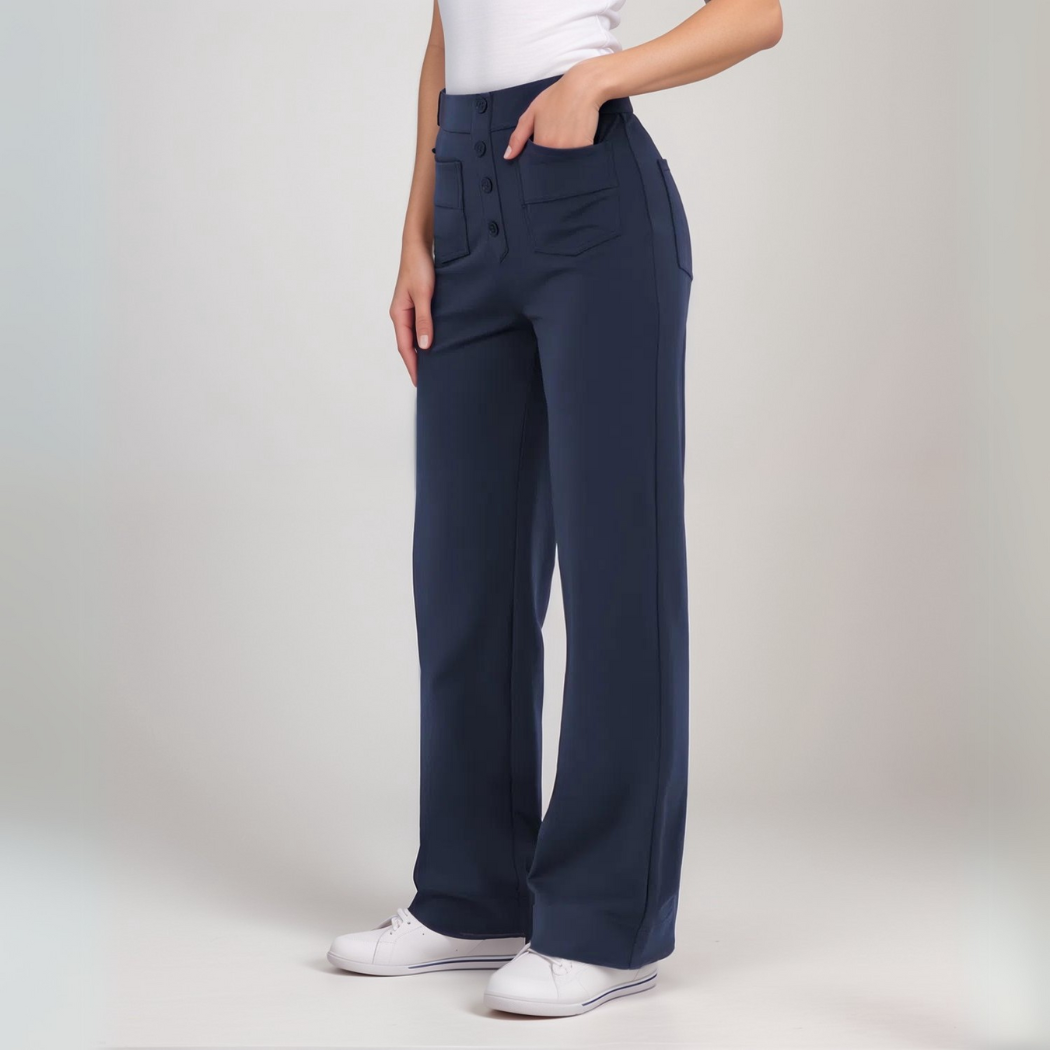 Stijlvol & Comfortabel - Elastische broek met hoge taille