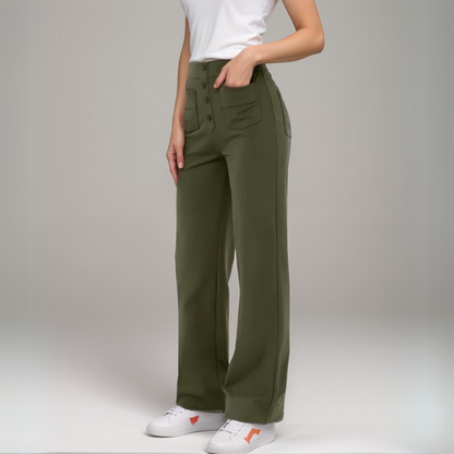 Stijlvol & Comfortabel - Elastische broek met hoge taille