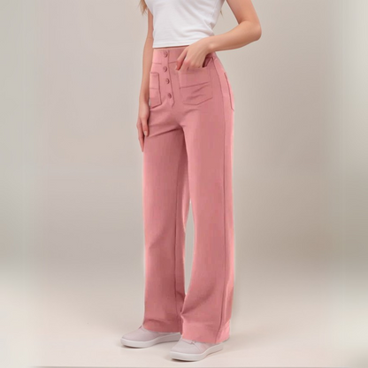 Stijlvol & Comfortabel - Elastische broek met hoge taille