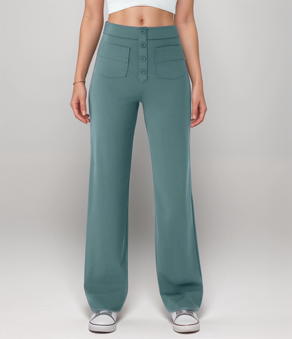 Stijlvol & Comfortabel - Elastische broek met hoge taille