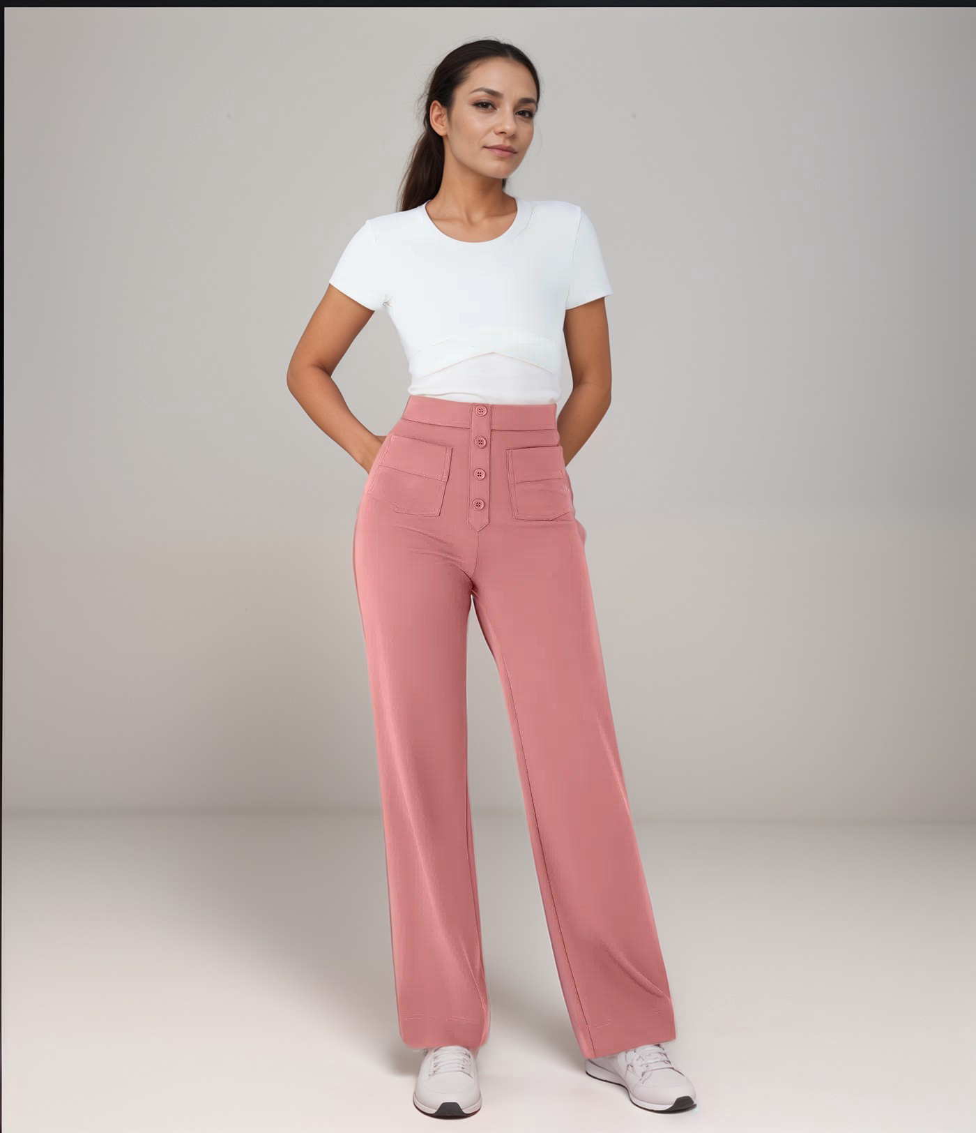 Stijlvol & Comfortabel - Elastische broek met hoge taille