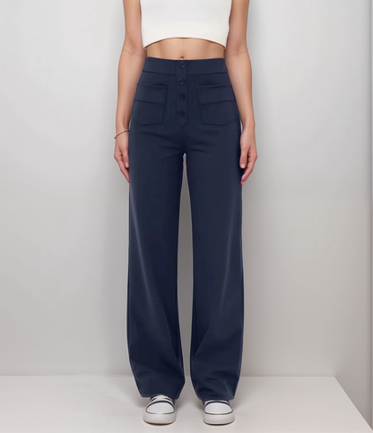 Stijlvol & Comfortabel - Elastische broek met hoge taille