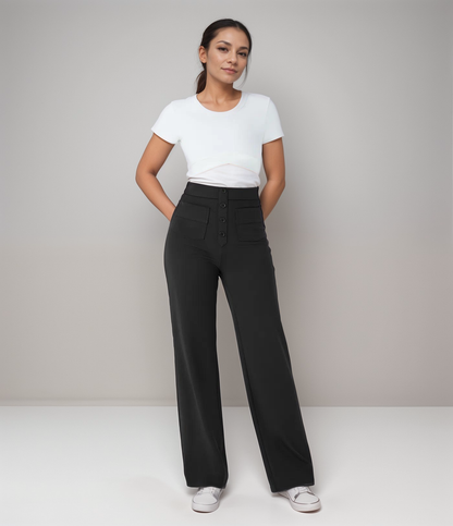 Stijlvol & Comfortabel - Elastische broek met hoge taille