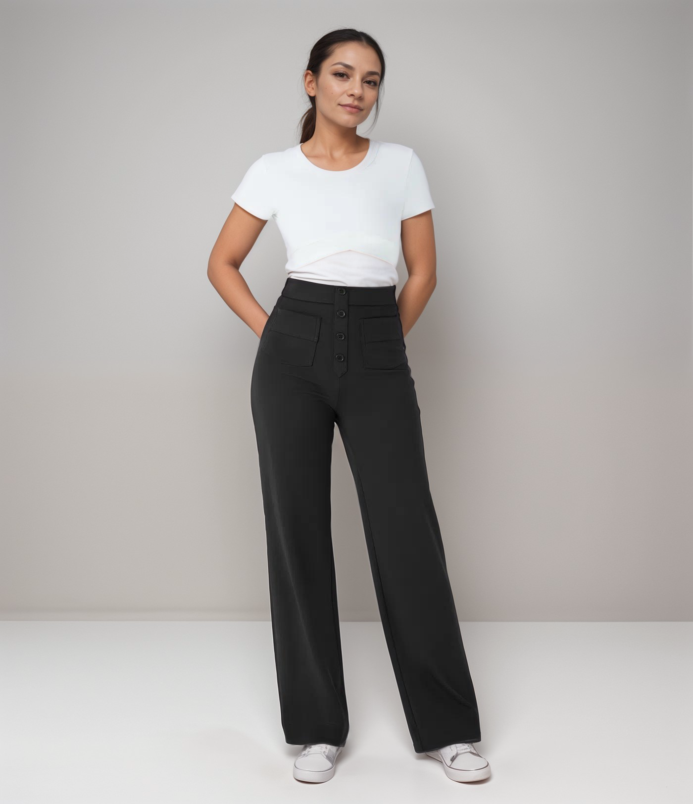 Stijlvol & Comfortabel - Elastische broek met hoge taille